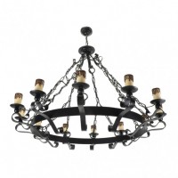 Distribuidor - Lâmpadas Diversas | Lâmpadas Rústicas | LAMPARA RUSTICA 12XE27 MEDIEVAL NEGRO REGX98X98 CM Ref: 1.505/12-NEGRO
